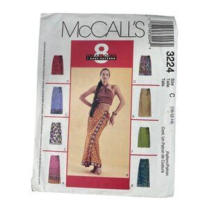 Y2K McCalls 3224 Sewing Pattern Size C 10-12-14 Misses Wrap Skirt 6 Pieces CUT